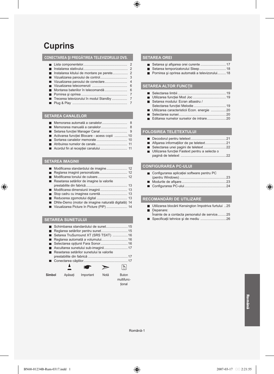 Cuprins | Samsung LE37S62B User Manual | Page 227 / 282