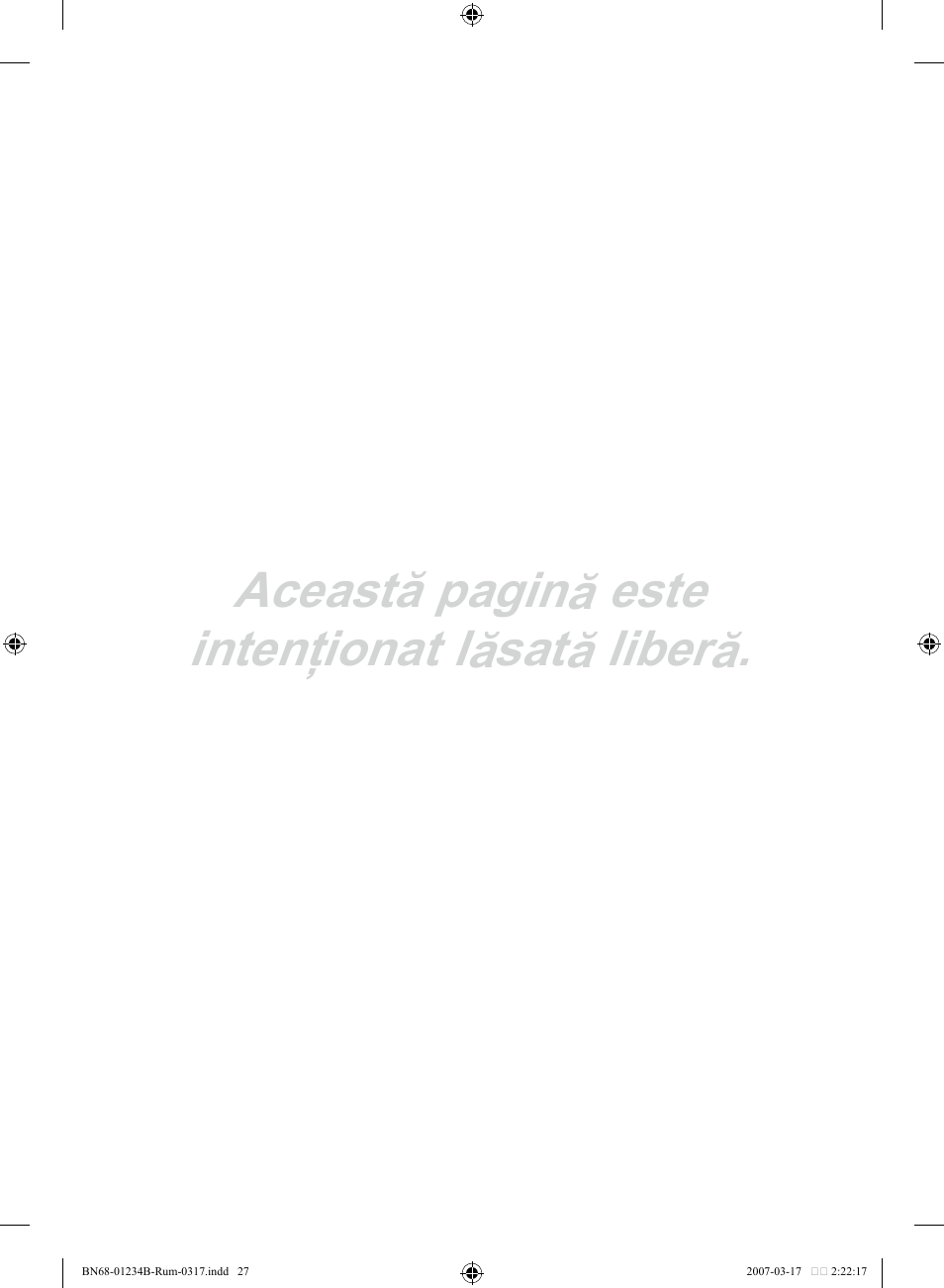 Această pagină este intenţionat lăsată liberă | Samsung LE37S62B User Manual | Page 253 / 282