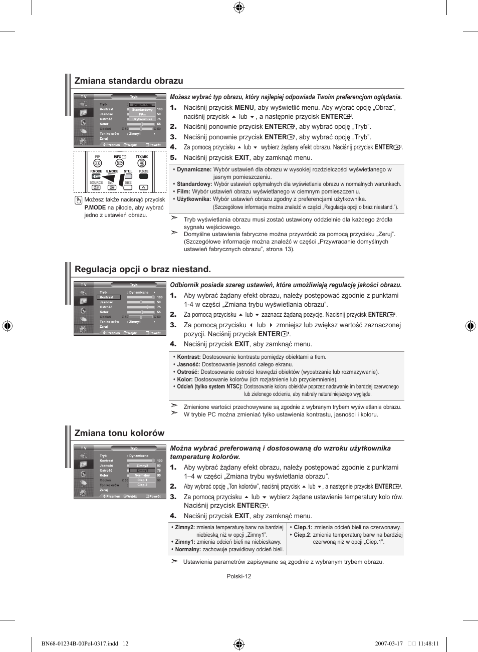 Zmiana tonu kolorów | Samsung LE37S62B User Manual | Page 70 / 282