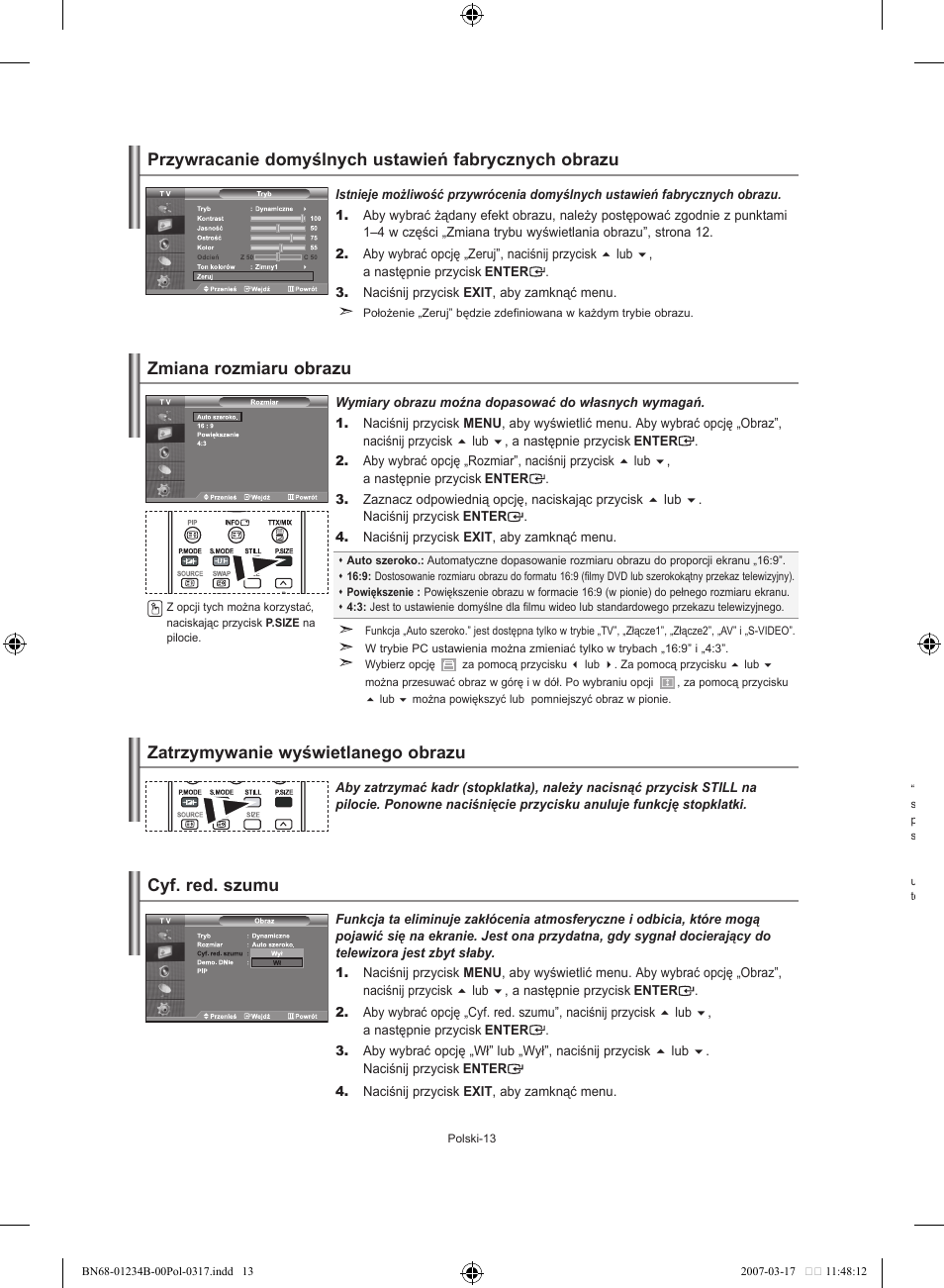 Cyf. red. szumu | Samsung LE37S62B User Manual | Page 71 / 282
