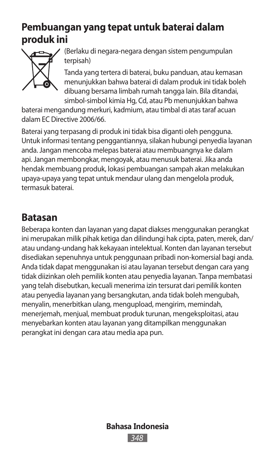 Batasan | Samsung SM-T230 User Manual | Page 349 / 732