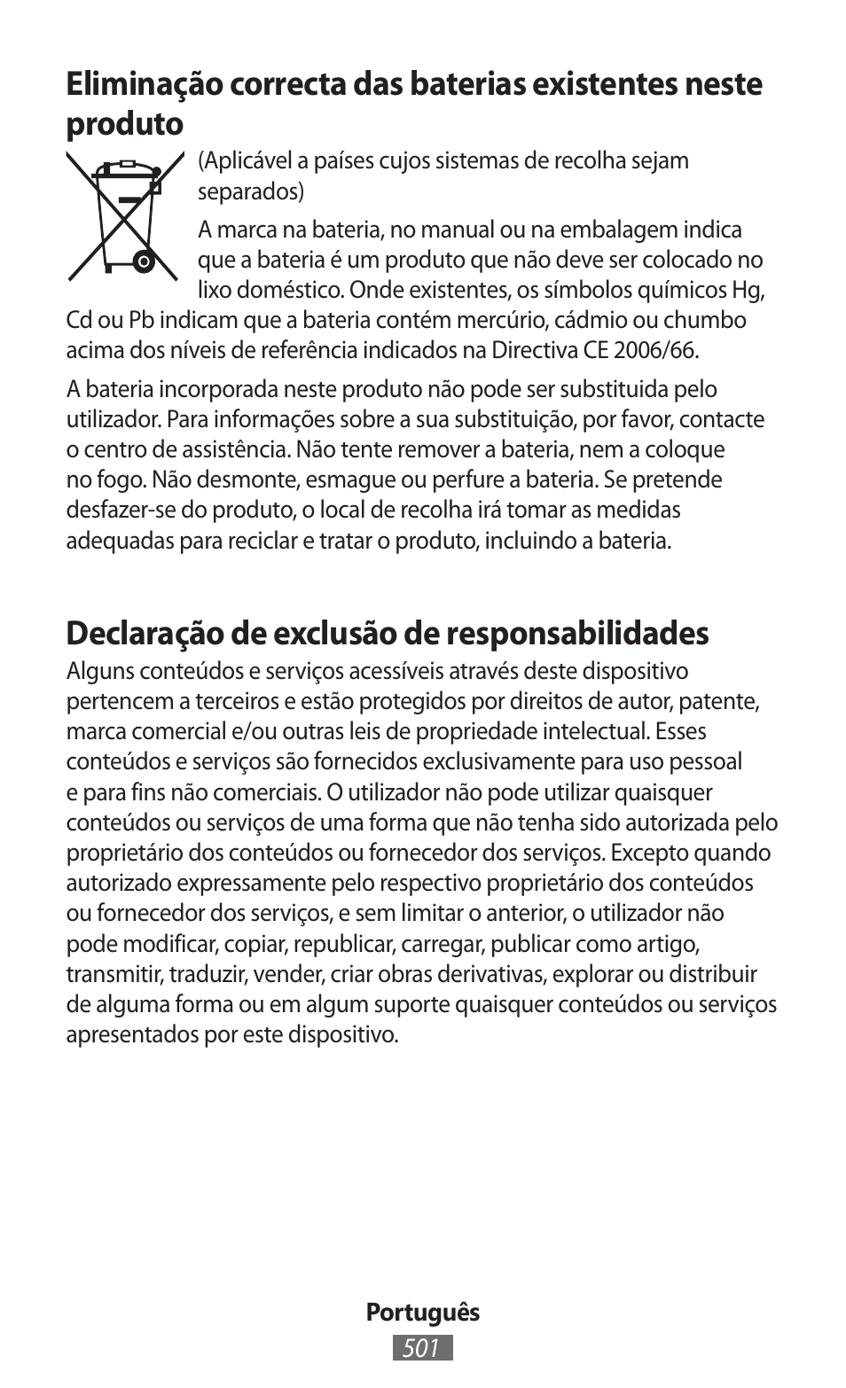 Declaração de exclusão de responsabilidades | Samsung SM-T230 User Manual | Page 502 / 732