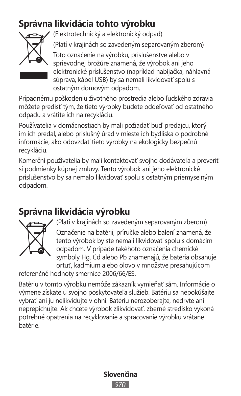 Správna likvidácia tohto výrobku, Správna likvidácia výrobku | Samsung SM-T230 User Manual | Page 571 / 732
