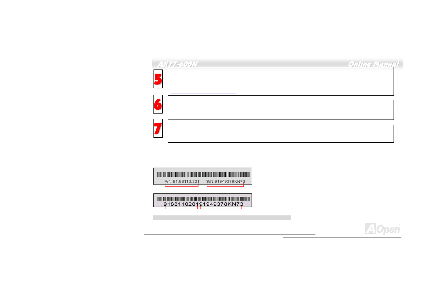 Part number and serial number | AOpen AK77-600N User Manual | Page 108 / 111