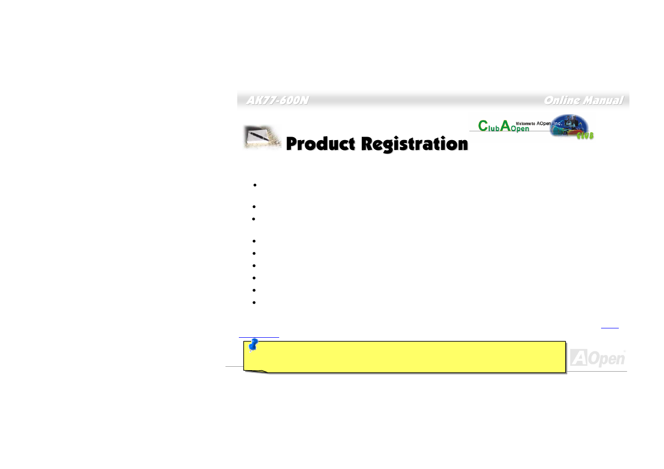 Product registration | AOpen AK77-600N User Manual | Page 110 / 111