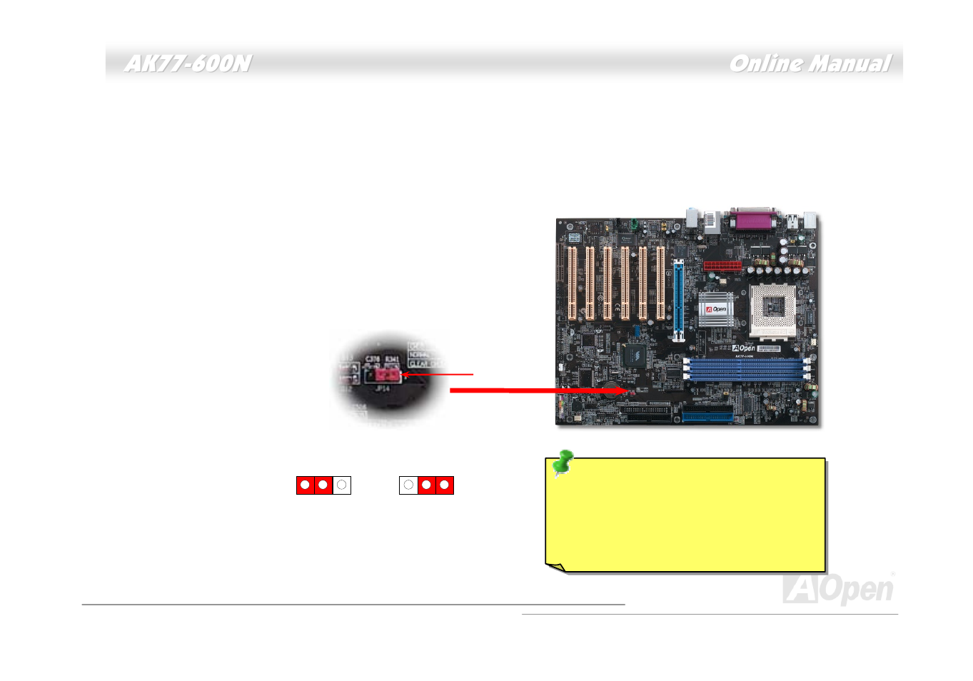 Jp14 clear cmos data jumper | AOpen AK77-600N User Manual | Page 59 / 111