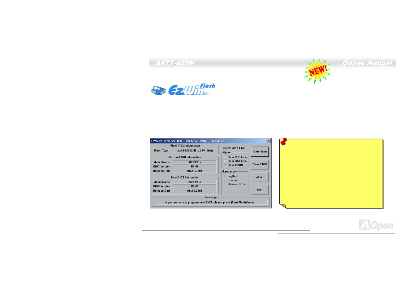 Bios upgrade under windows environment | AOpen AK77-600N User Manual | Page 73 / 111