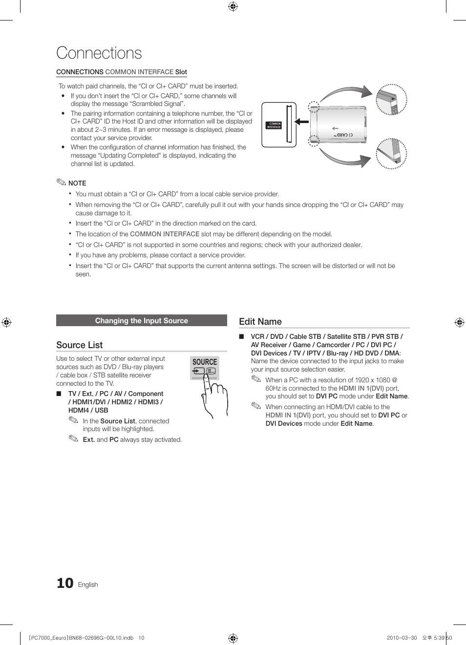 Connections | Samsung PS50C7000YW User Manual | Page 10 / 621