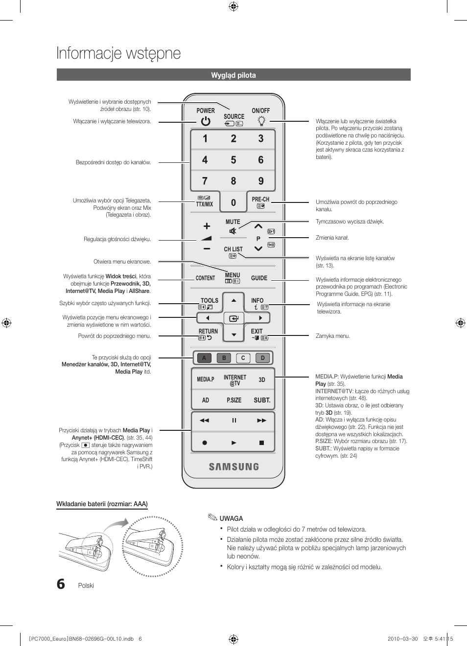Informacje wstępne | Samsung PS50C7000YW User Manual | Page 130 / 621