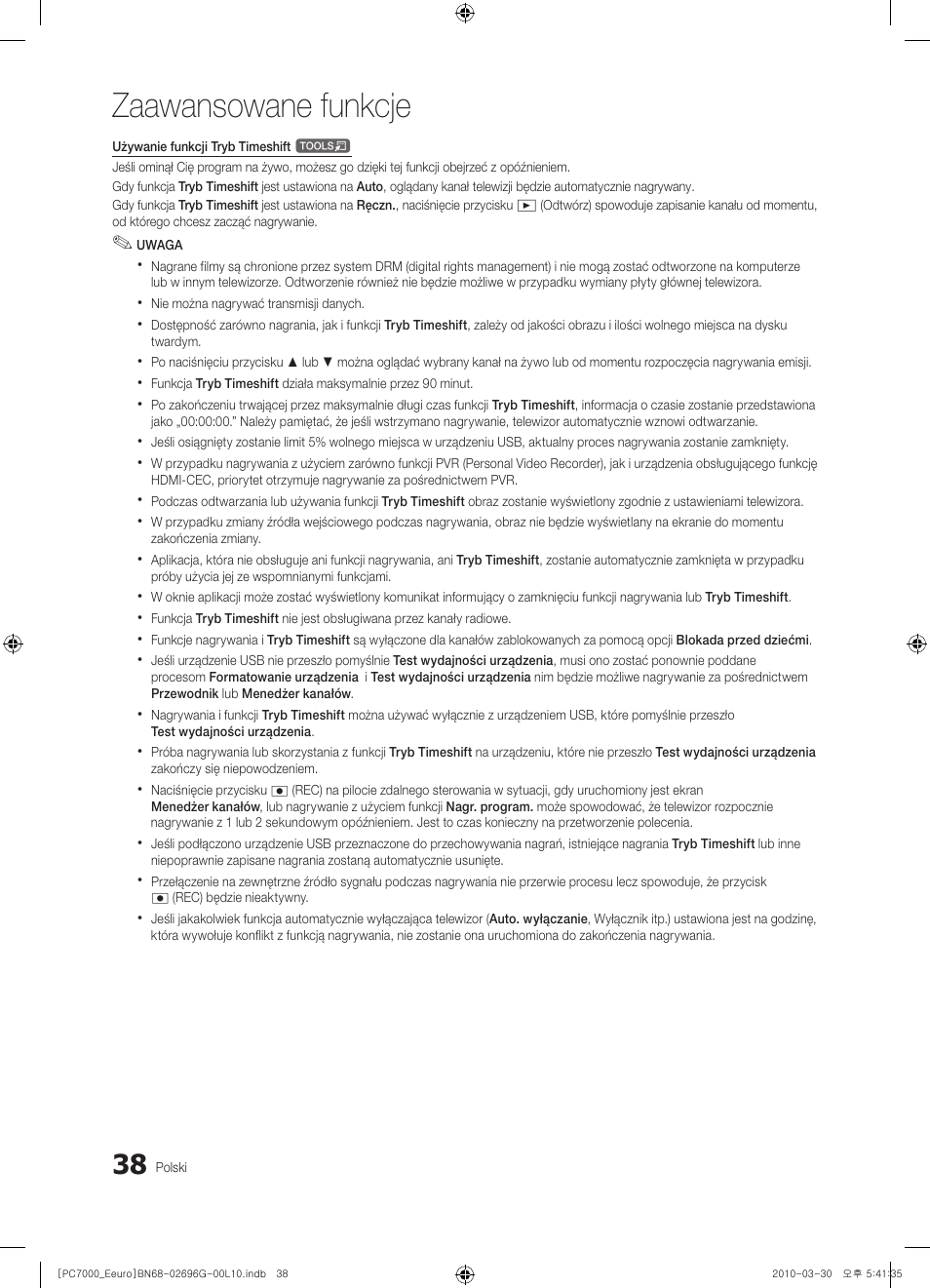 Zaawansowane funkcje | Samsung PS50C7000YW User Manual | Page 162 / 621