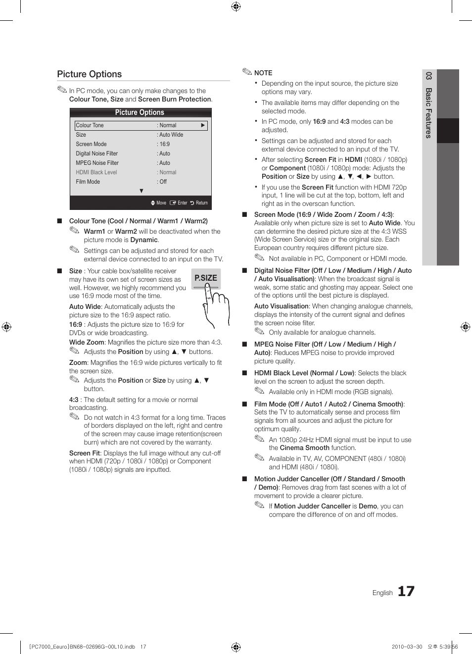 Samsung PS50C7000YW User Manual | Page 17 / 621