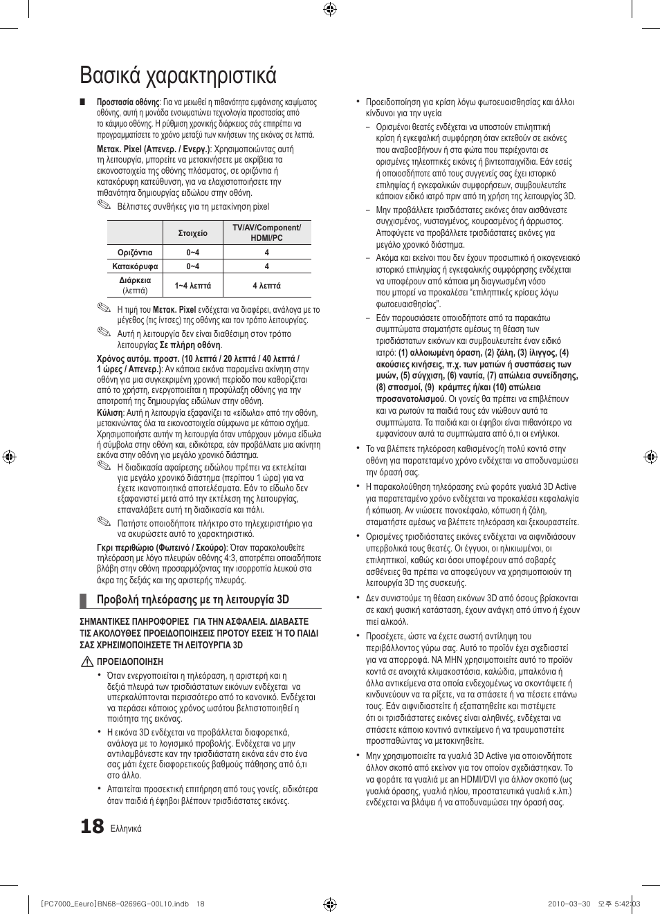 Βασικά χαρακτηριστικά | Samsung PS50C7000YW User Manual | Page 204 / 621