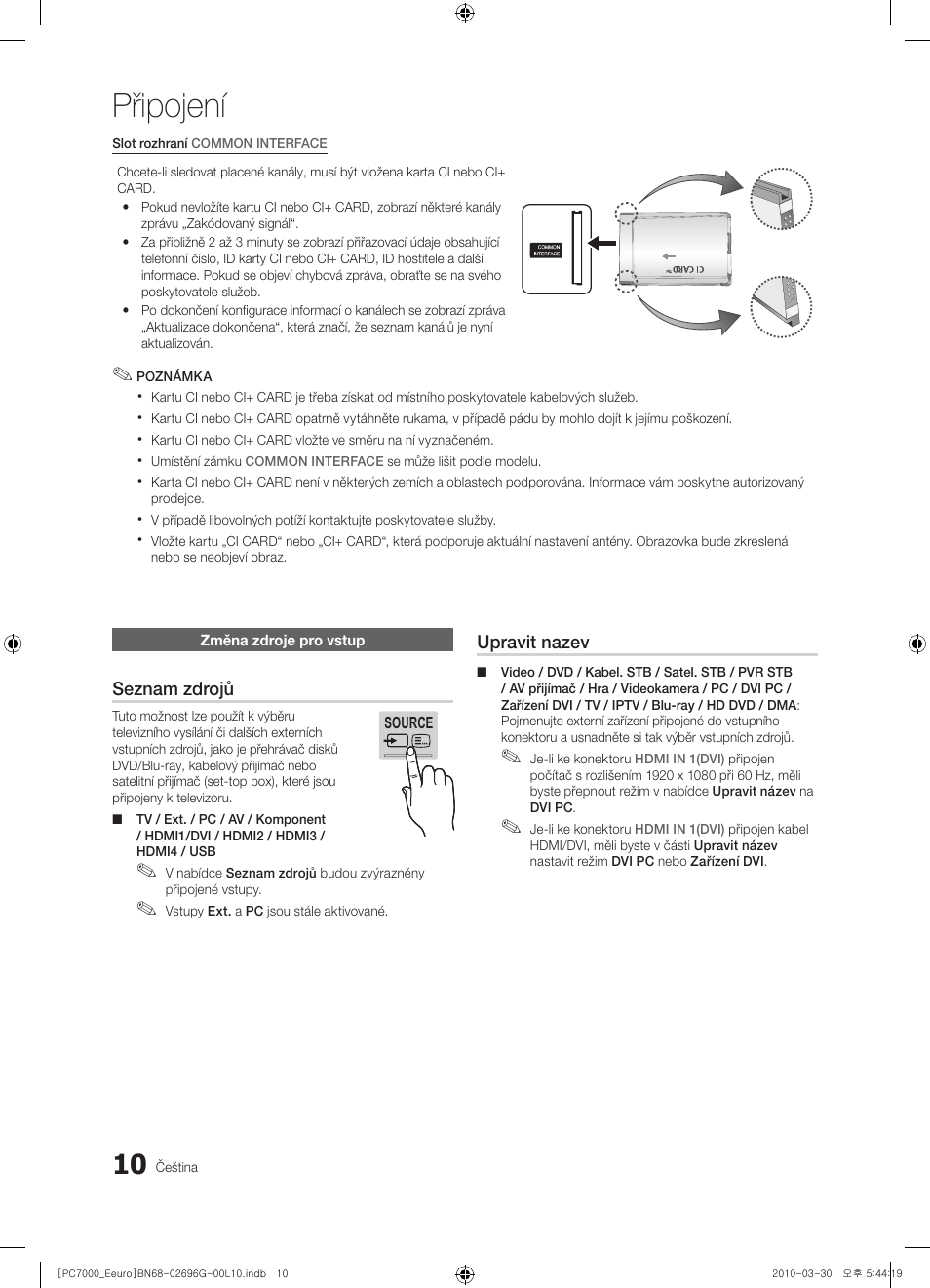 Připojení | Samsung PS50C7000YW User Manual | Page 382 / 621