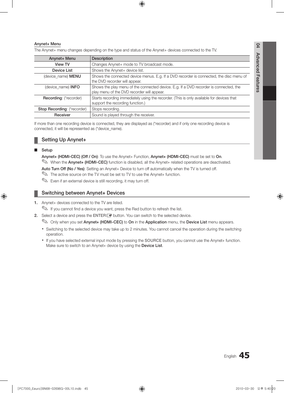 Samsung PS50C7000YW User Manual | Page 45 / 621