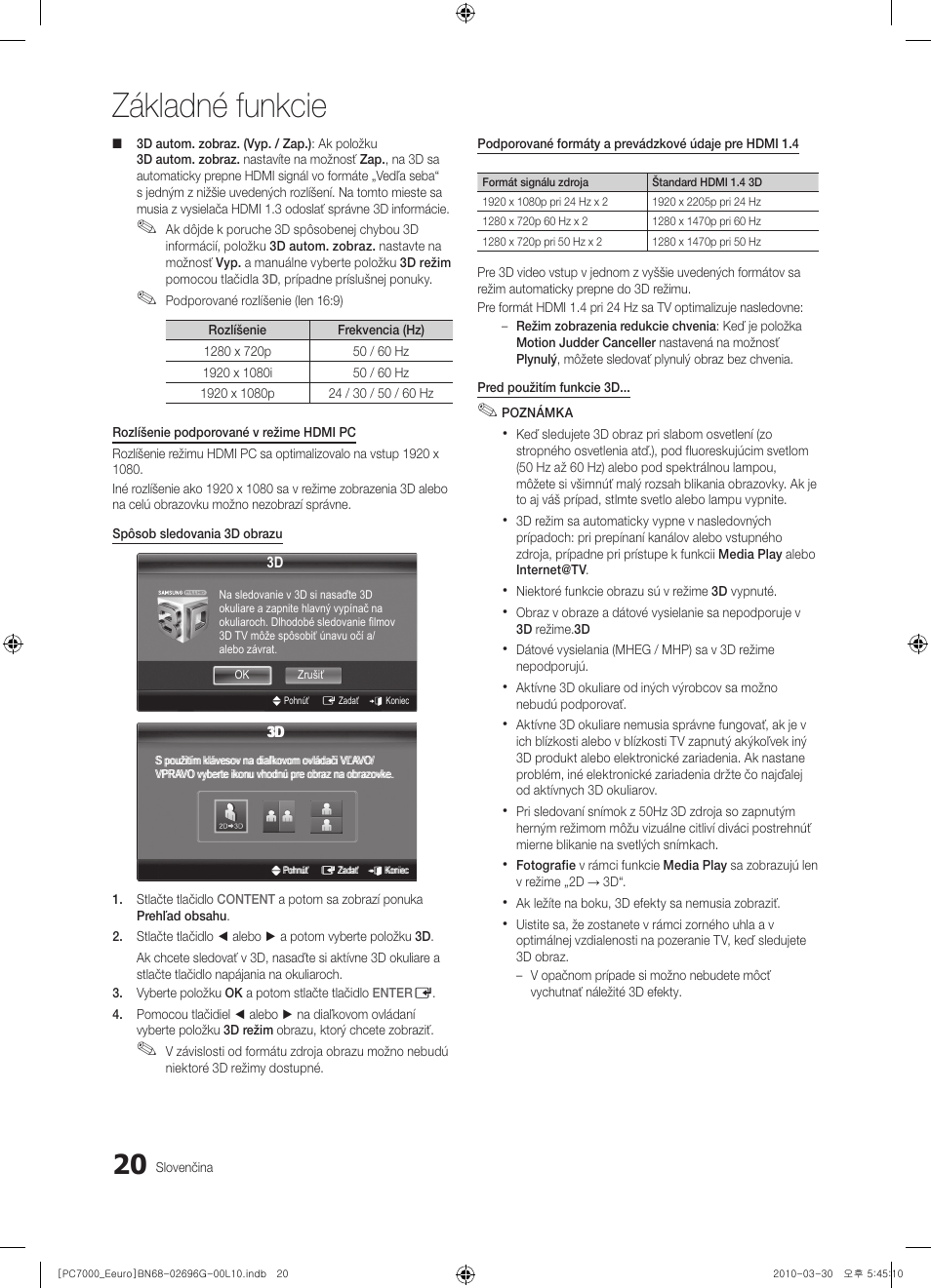Základné funkcie | Samsung PS50C7000YW User Manual | Page 454 / 621