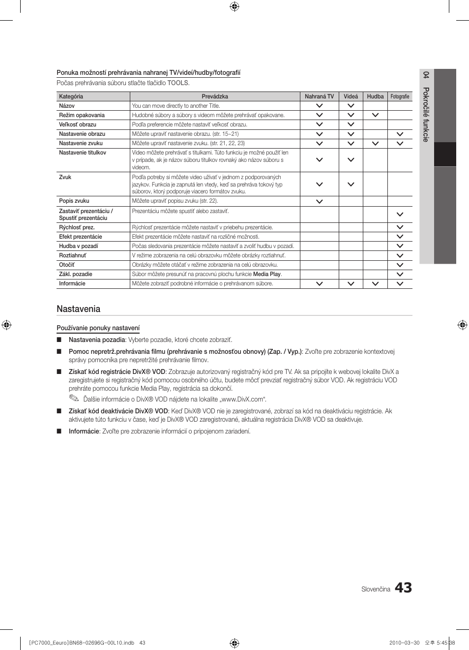 Nastavenia | Samsung PS50C7000YW User Manual | Page 477 / 621