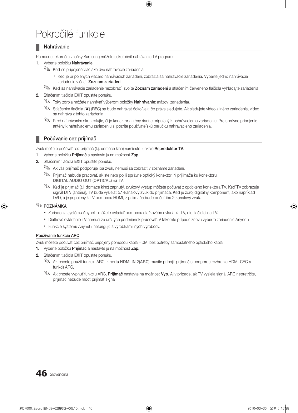 Pokročilé funkcie | Samsung PS50C7000YW User Manual | Page 480 / 621