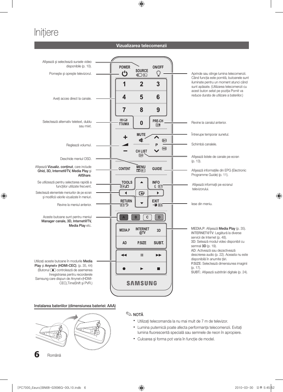 Iniţiere | Samsung PS50C7000YW User Manual | Page 502 / 621