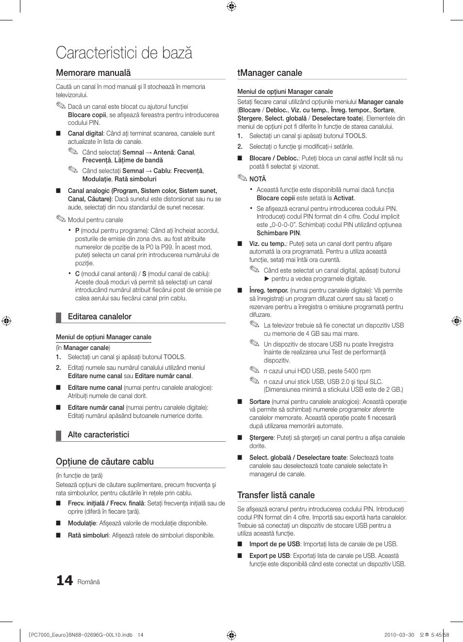 Caracteristici de bază | Samsung PS50C7000YW User Manual | Page 510 / 621
