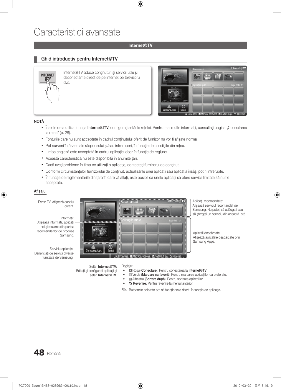 Caracteristici avansate | Samsung PS50C7000YW User Manual | Page 544 / 621