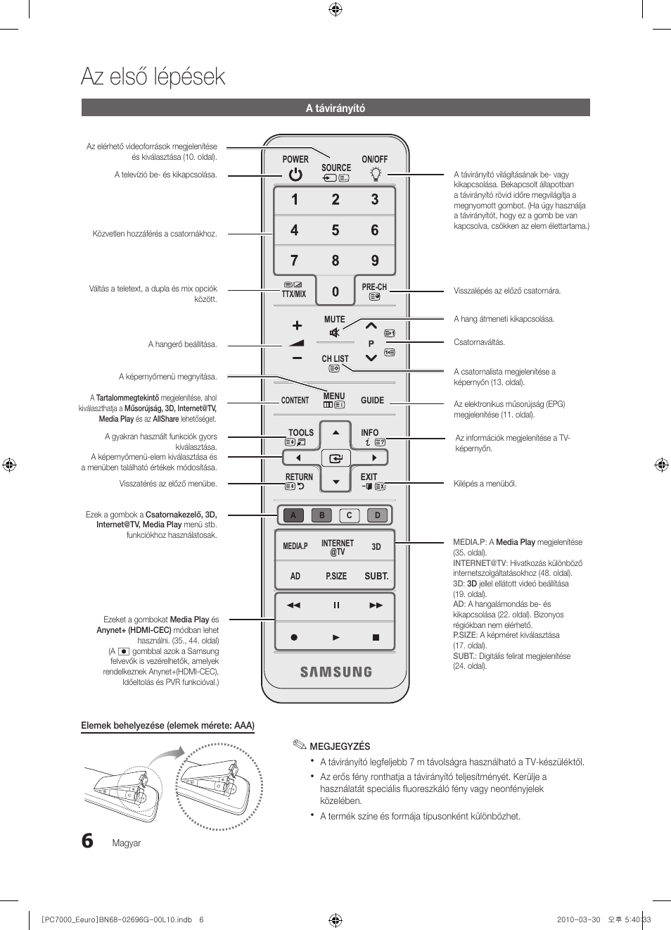 Az első lépések | Samsung PS50C7000YW User Manual | Page 68 / 621