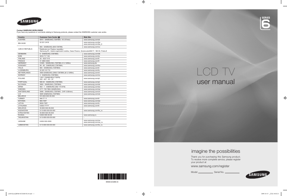 Samsung LE46B620R3W User Manual | 502 pages