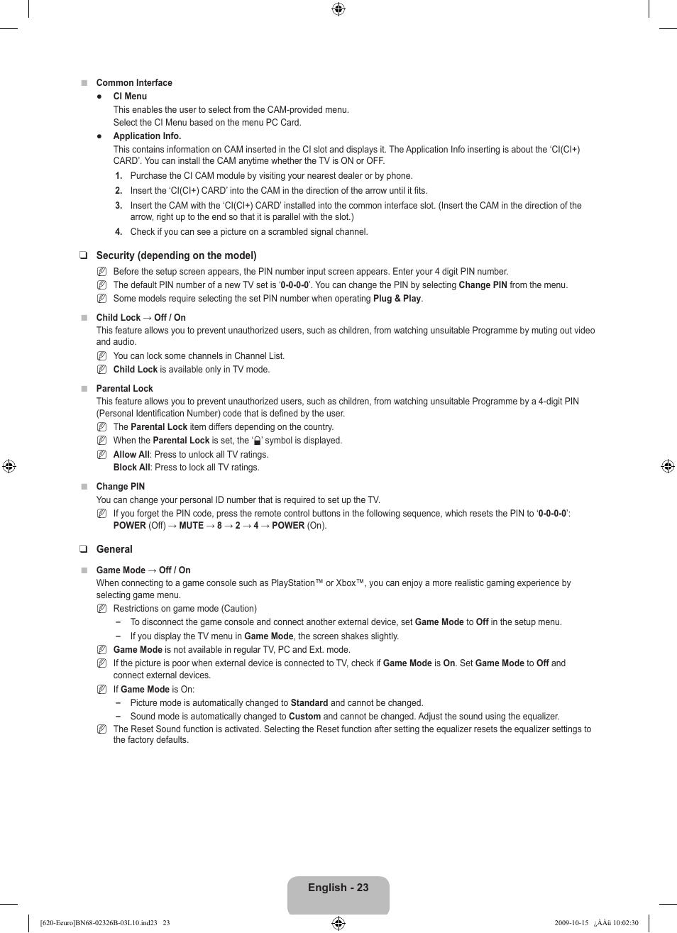 Samsung LE46B620R3W User Manual | Page 25 / 502