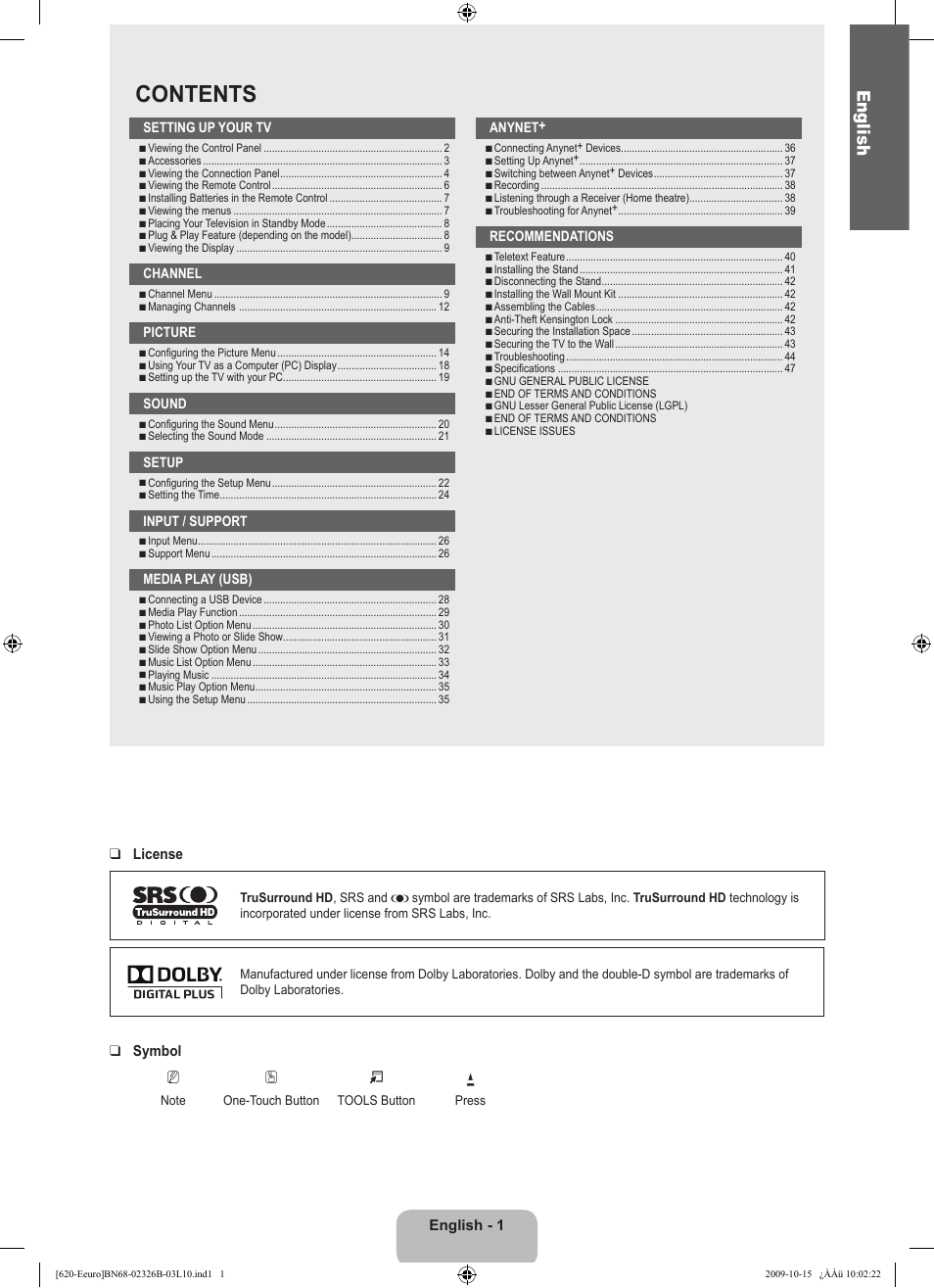Samsung LE46B620R3W User Manual | Page 3 / 502
