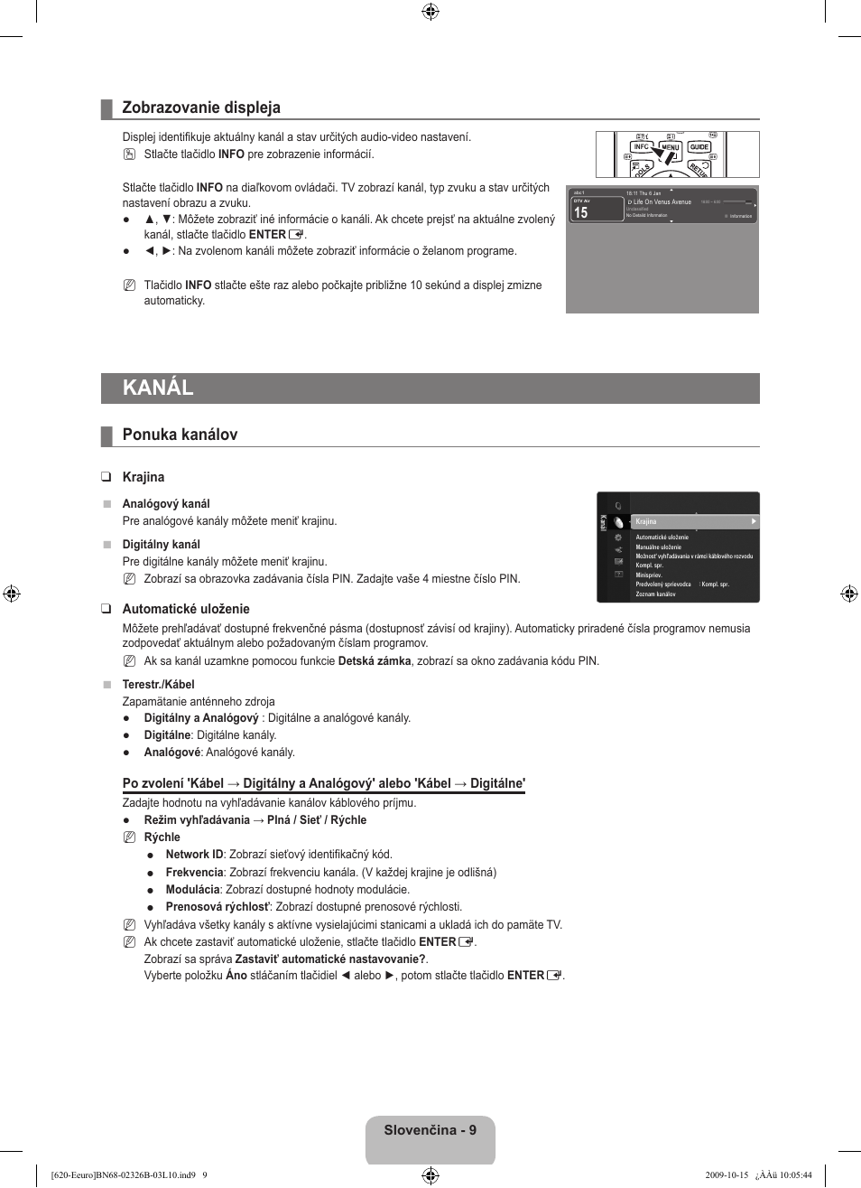 Kanál, Zobrazovanie displeja, Ponuka kanálov | Samsung LE46B620R3W User Manual | Page 361 / 502