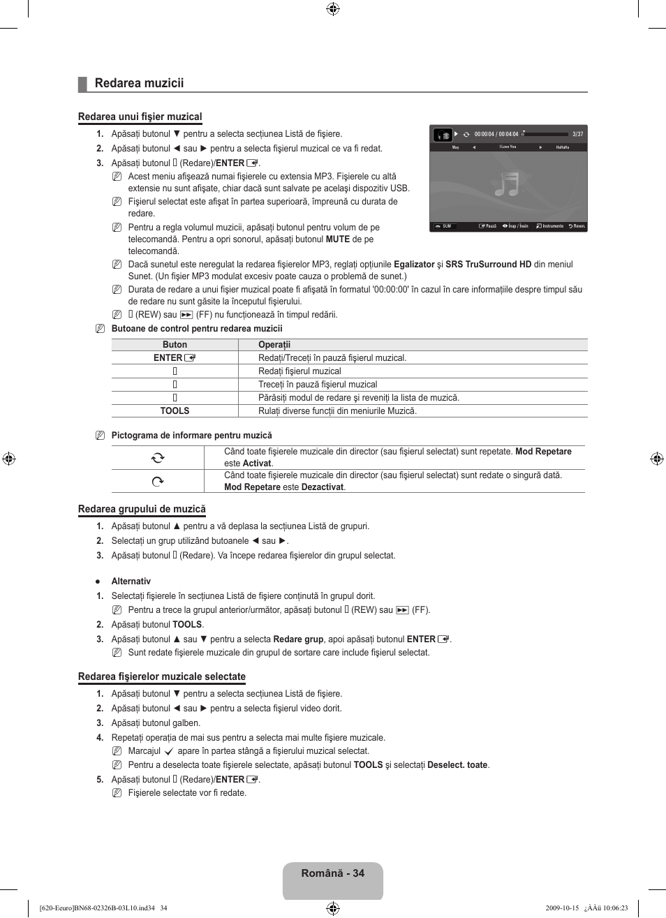 Redarea muzicii | Samsung LE46B620R3W User Manual | Page 434 / 502