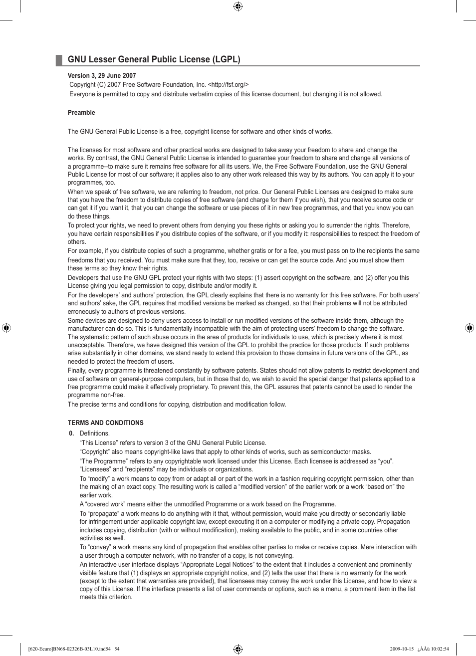 Gnu lesser general public license (lgpl) | Samsung LE46B620R3W User Manual | Page 56 / 502