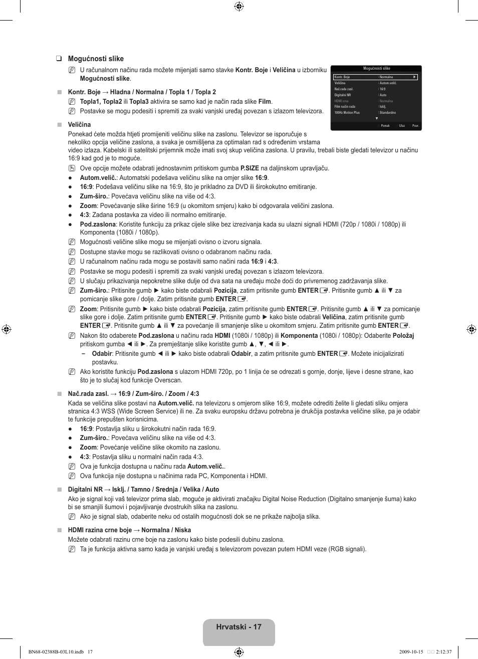 Hrvatski - 1 mogućnosti slike | Samsung UE32B6000VW User Manual | Page 293 / 542