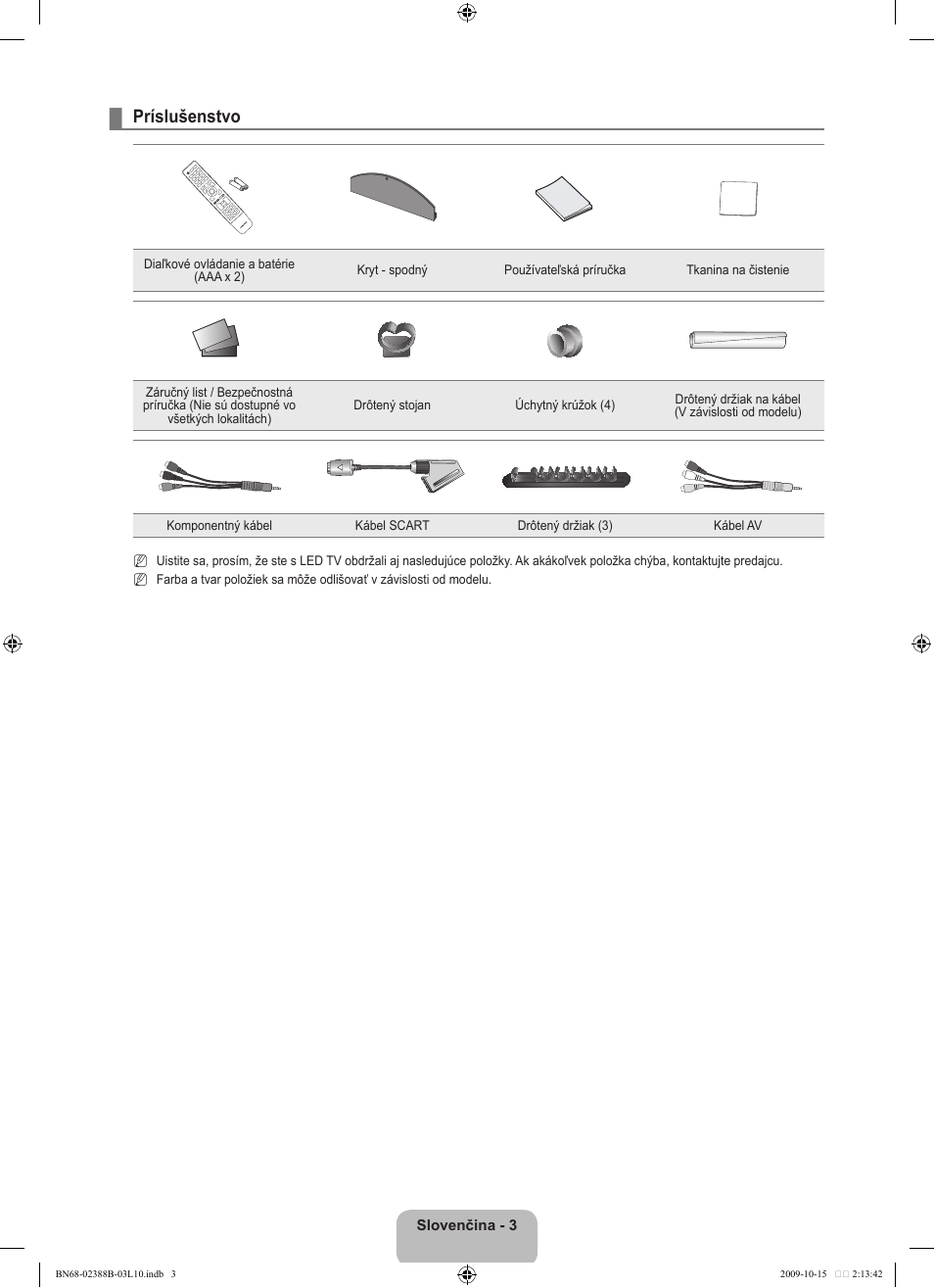 Príslušenstvo | Samsung UE32B6000VW User Manual | Page 383 / 542