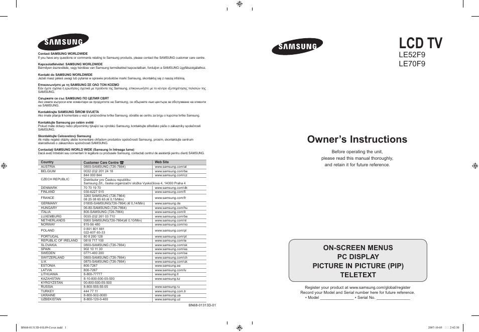 Samsung LE70F96BD User Manual | 578 pages