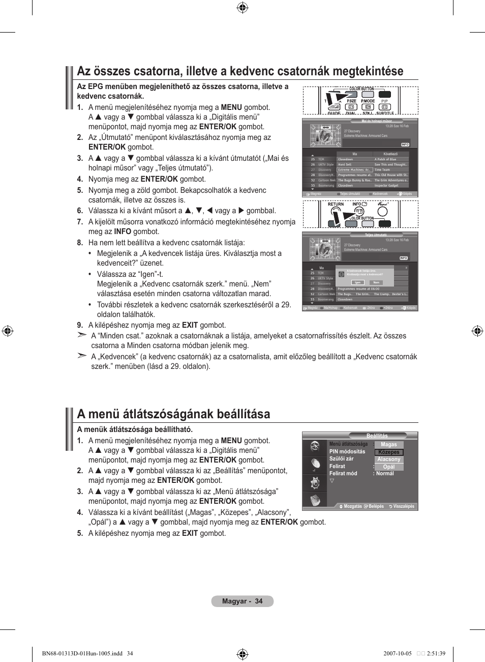 A menü átlátszóságának beállítása | Samsung LE70F96BD User Manual | Page 100 / 578