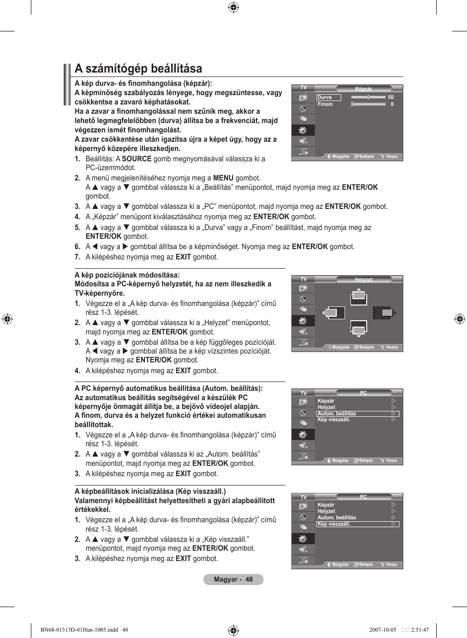 A számítógép beállítása | Samsung LE70F96BD User Manual | Page 114 / 578