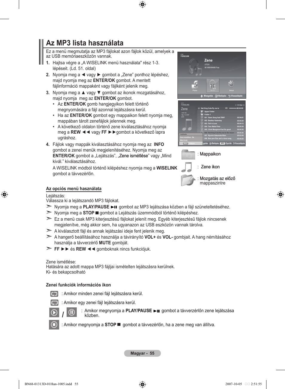 Az mp lista használata | Samsung LE70F96BD User Manual | Page 121 / 578