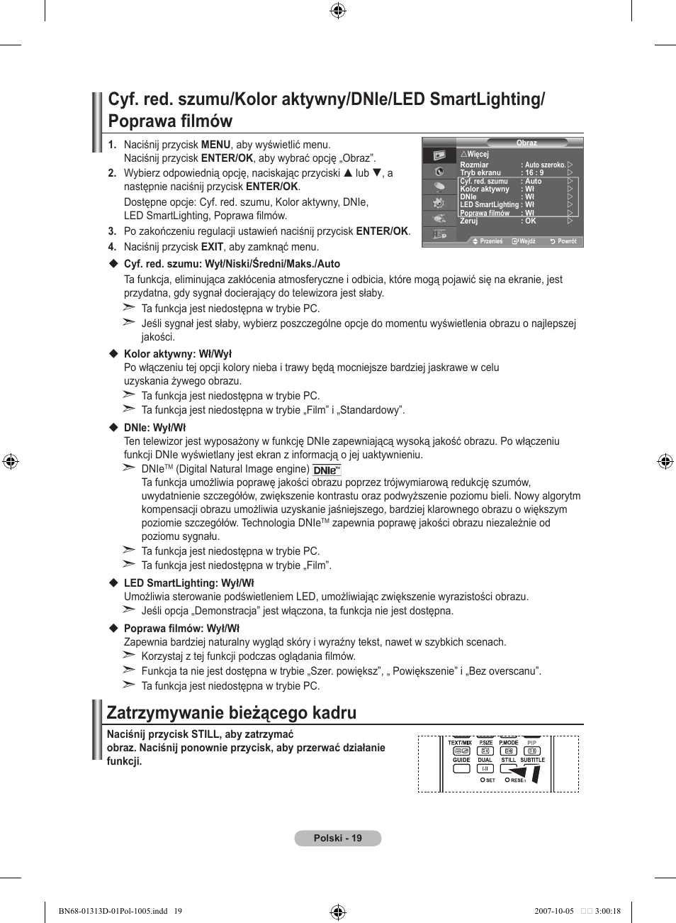 Zatrzymywanie bieżącego kadru | Samsung LE70F96BD User Manual | Page 149 / 578