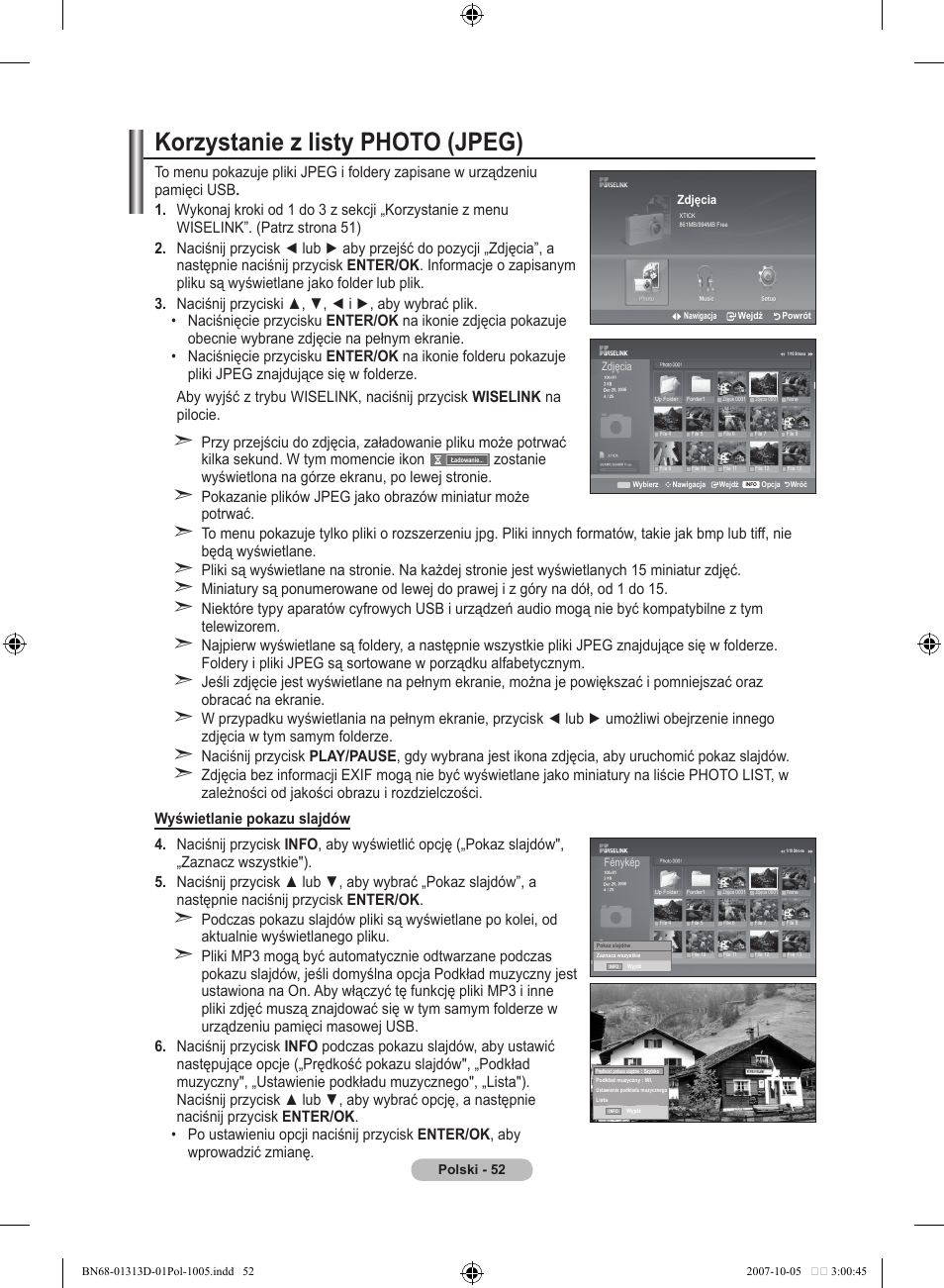 Korzystanie z listy photo (jpeg) | Samsung LE70F96BD User Manual | Page 182 / 578