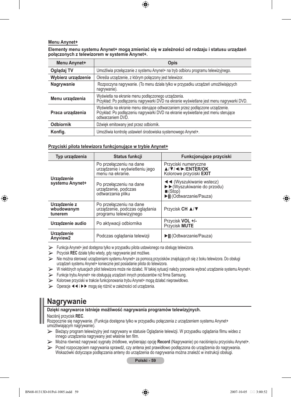 Nagrywanie | Samsung LE70F96BD User Manual | Page 189 / 578