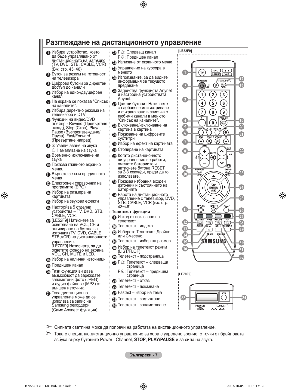 Разглеждане на дистанционното управление | Samsung LE70F96BD User Manual | Page 265 / 578