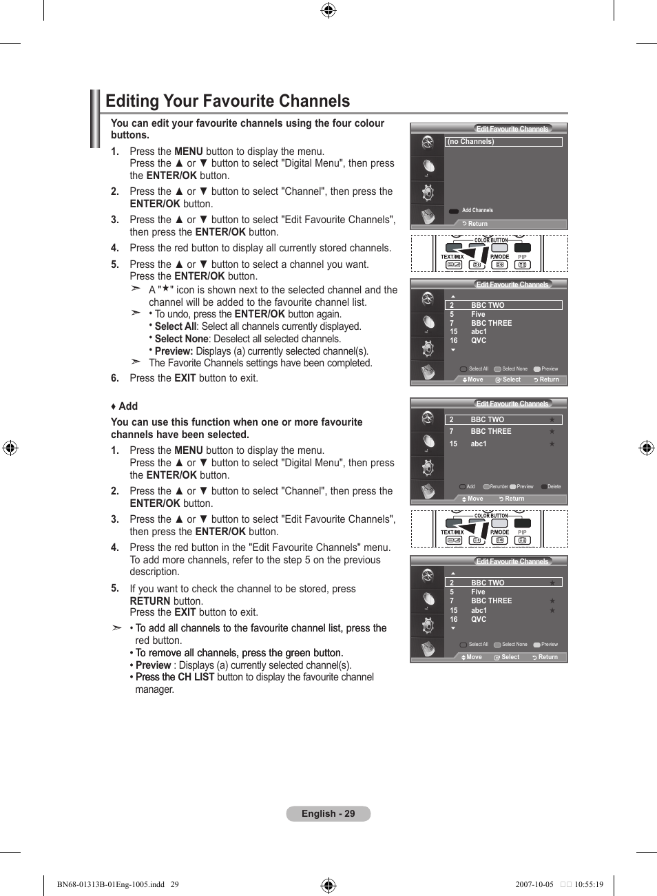 Editing your favourite channels | Samsung LE70F96BD User Manual | Page 31 / 578