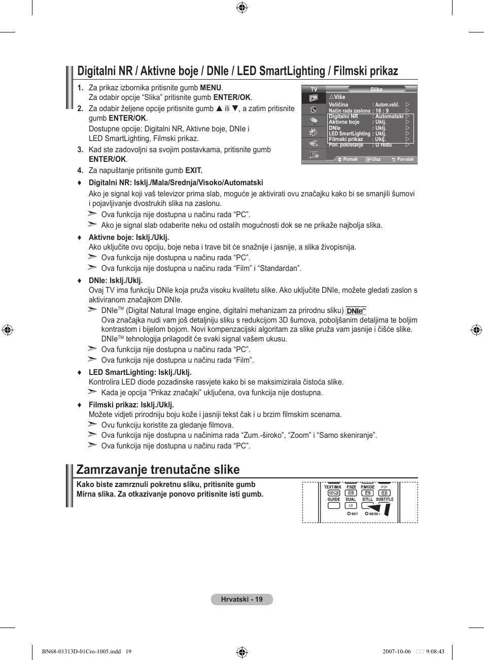 Zamrzavanje trenutačne slike | Samsung LE70F96BD User Manual | Page 341 / 578