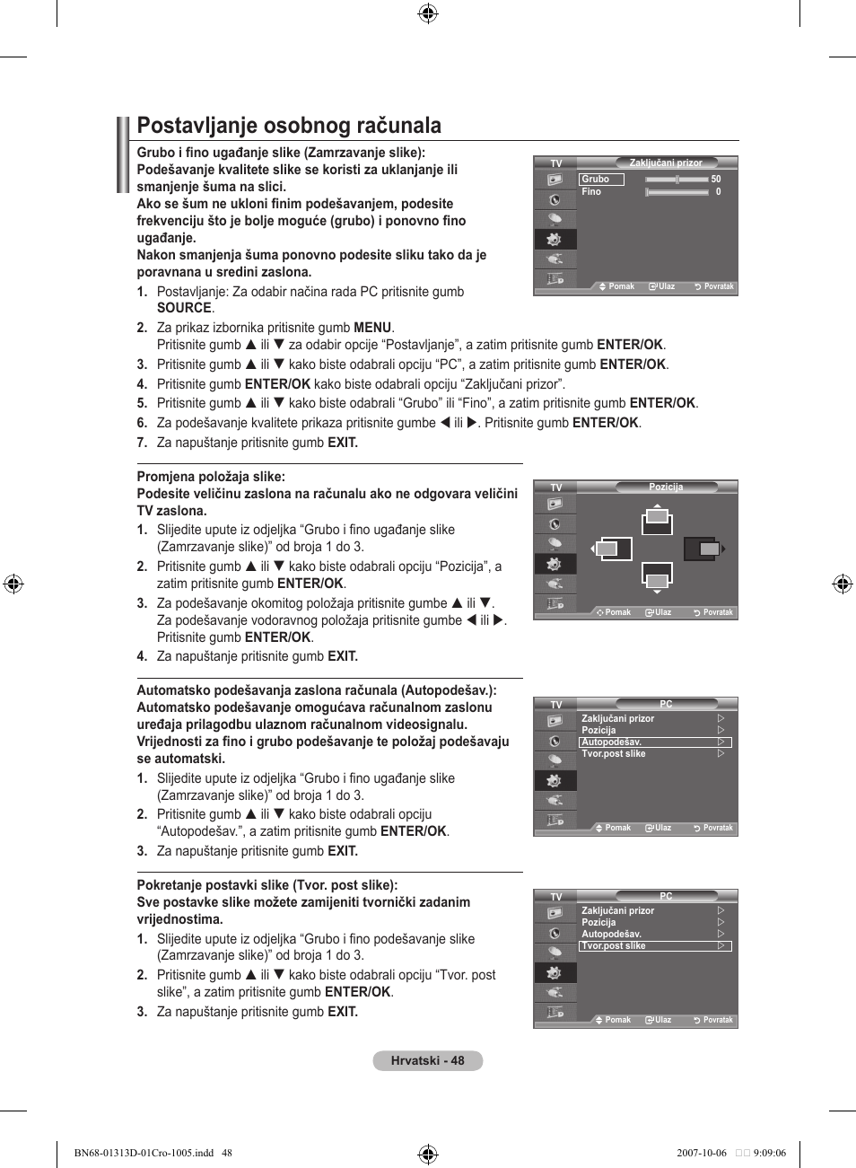 Postavljanje osobnog računala | Samsung LE70F96BD User Manual | Page 370 / 578