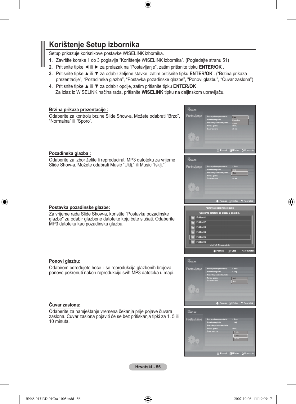 Korištenje setup izbornika, Hrvatski - 5 | Samsung LE70F96BD User Manual | Page 378 / 578