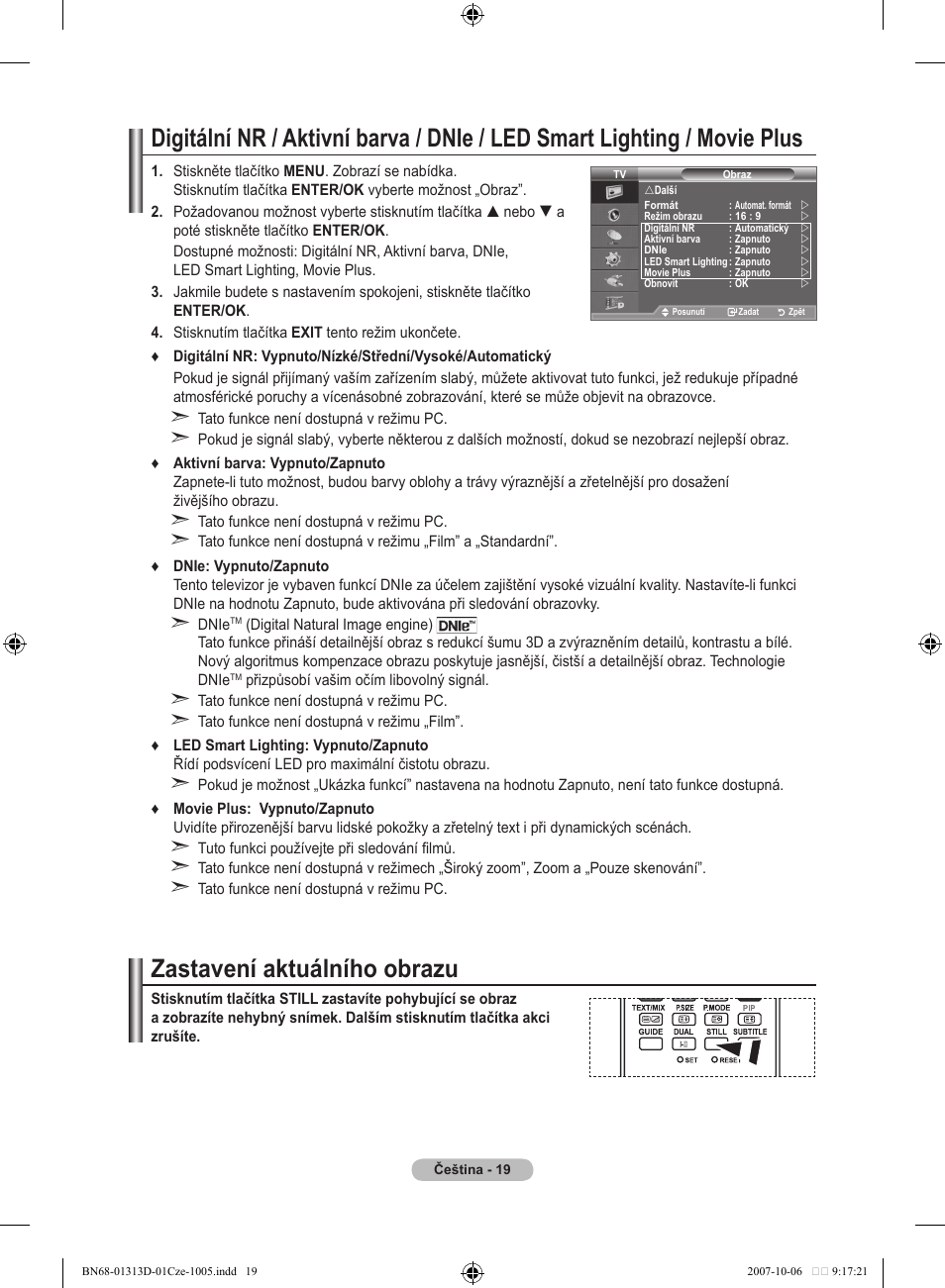 Zastavení aktuálního obrazu | Samsung LE70F96BD User Manual | Page 405 / 578
