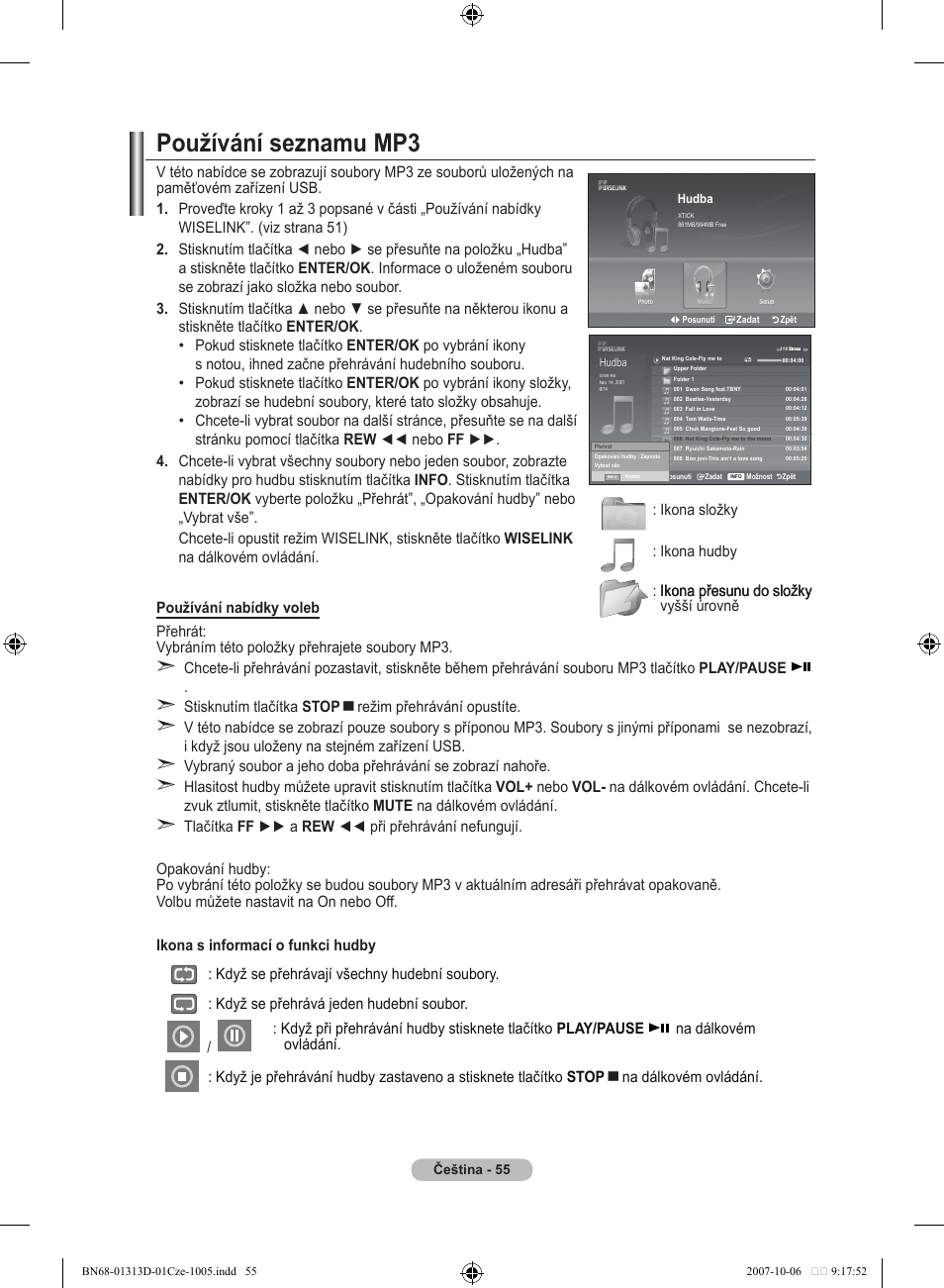 Používání seznamu mp | Samsung LE70F96BD User Manual | Page 441 / 578