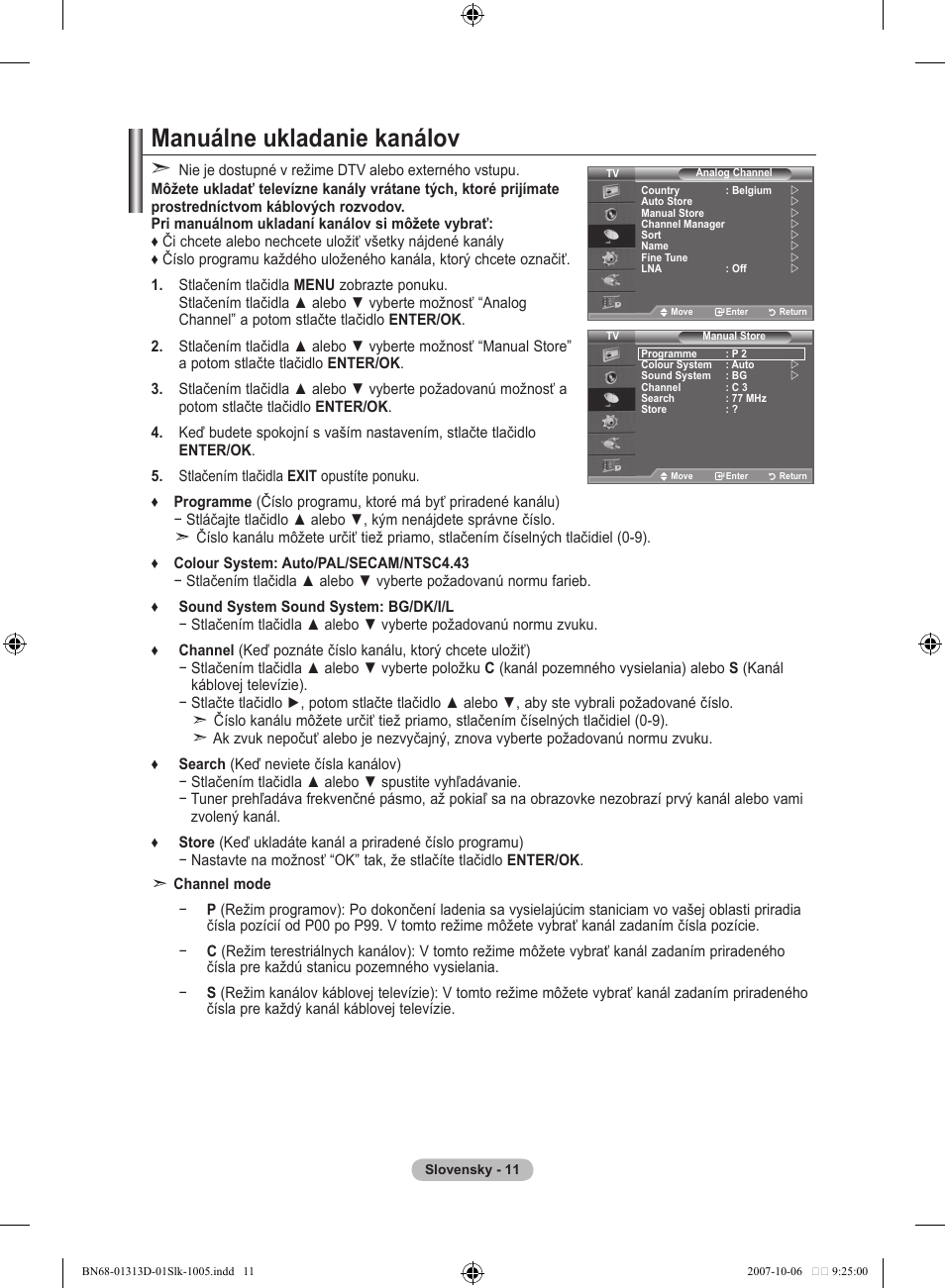 Manuálne ukladanie kanálov | Samsung LE70F96BD User Manual | Page 461 / 578