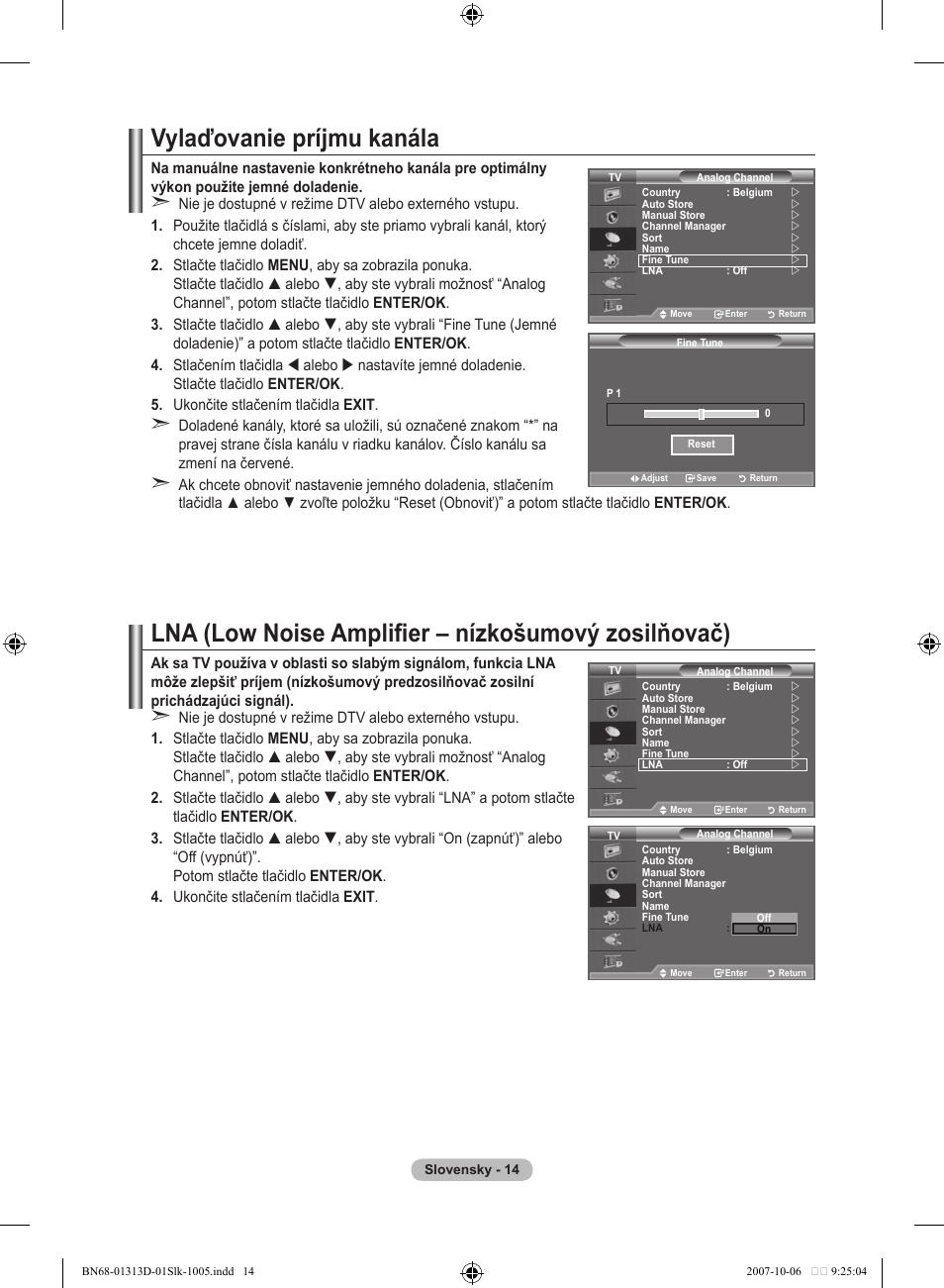 Vylaďovanie príjmu kanála, Lna (low noise amplifier – nízkošumový zosilňovač) | Samsung LE70F96BD User Manual | Page 464 / 578