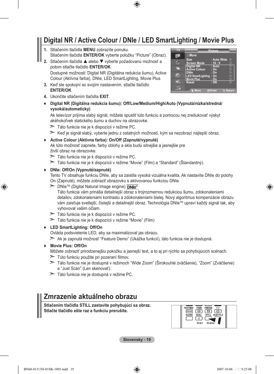 Zmrazenie aktuálneho obrazu | Samsung LE70F96BD User Manual | Page 469 / 578